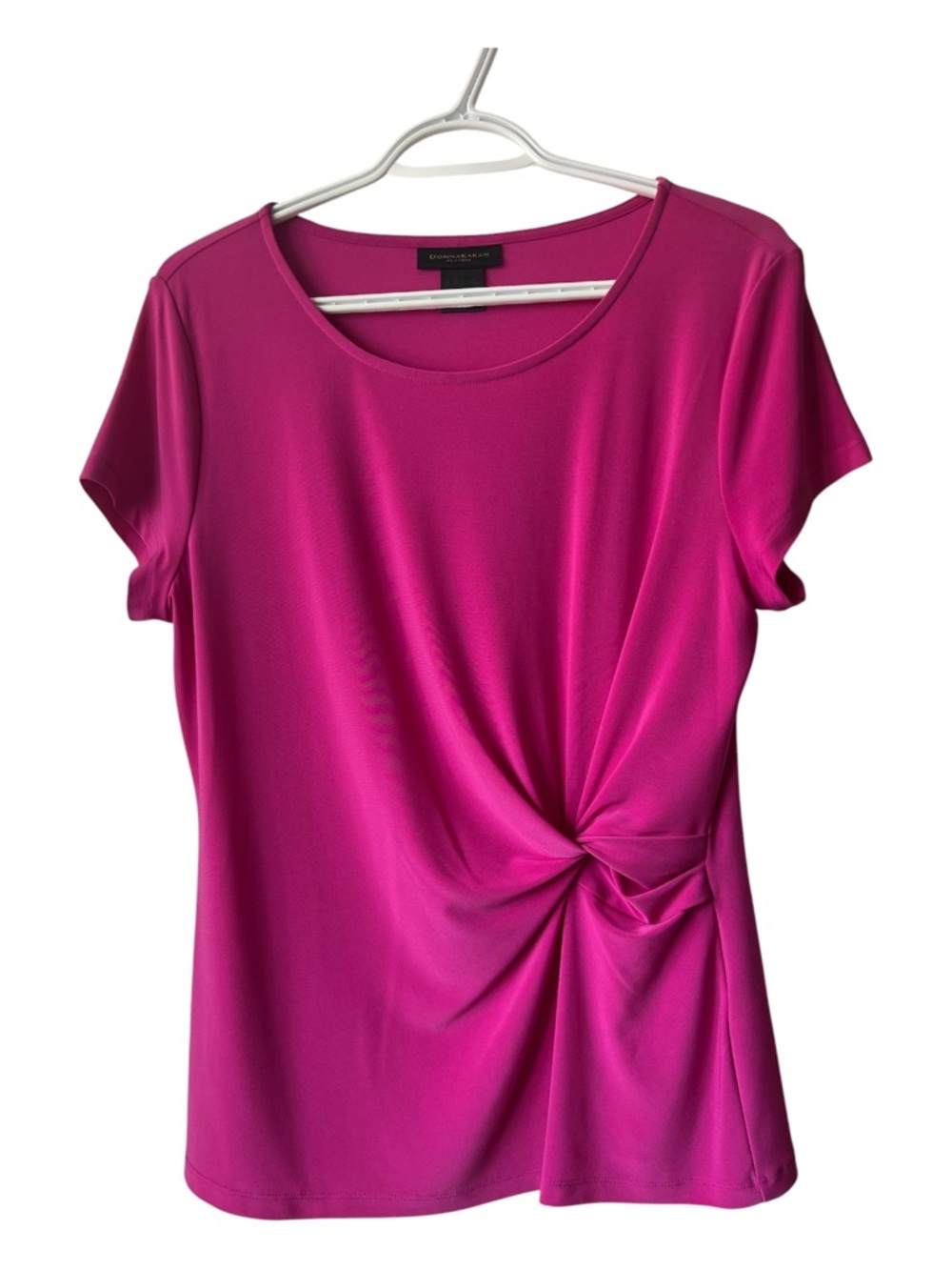Donna Karan | Signature Short Sleeve Draped Knot Front Top Size Large